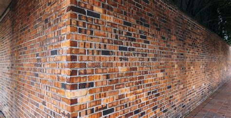 Perspective Side View Of Old Red Brick Wall Texture Background Stock
