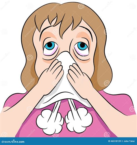 Blowing Nose Woman Stock Vector Image 46518139