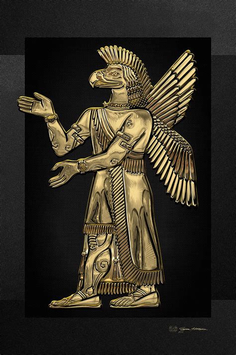sumerian deities gold god ninurta over black canvas digital art by serge averbukh pixels merch