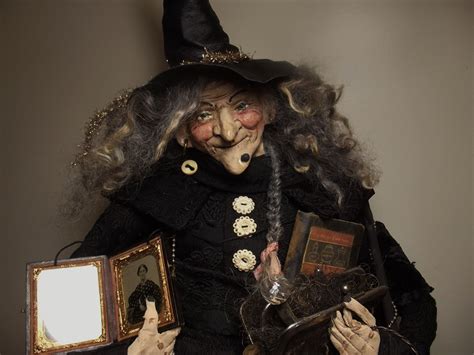 Kim S Klaus~handmade Witch Folk Art Doll Vintage Halloween~antique Tintype Photo Antique