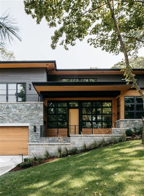 Modern Home Architecture Black Windows Cedar And Walnut Accents Dark