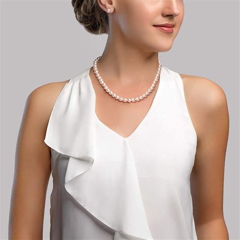 White Freshwater Cultured Pearl Necklace For Women In Inch Length