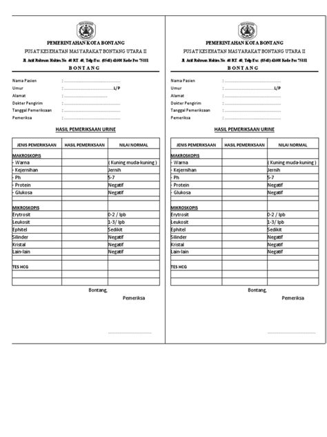 Blangko Lab Form Laporan Hasil Pemeriksaan Laboratorium Pdf