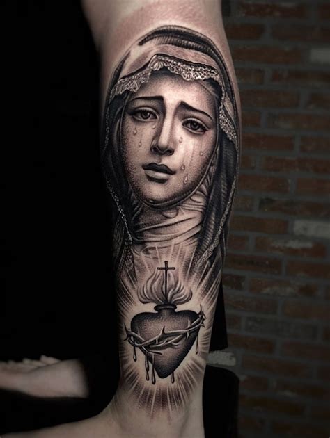 Virgin Mary In Tears On The Leg By Kiljun Done At Seoul Ink Tattoo