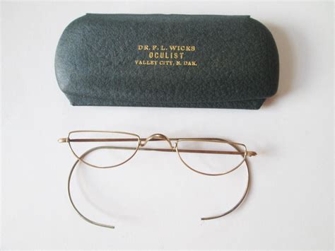 Antique Wire Rim Half Moon Reading Glasses Frames In Case Sold On Ruby Lane