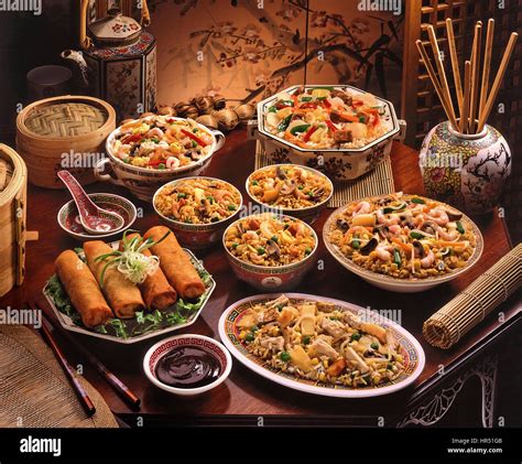 Chinese Banquet Food Dishes Stock Photo Alamy