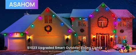 Asahom 48ft Smart Outdoor String Lights Color Changing Ip65 Waterproof