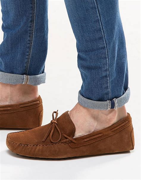 Asos Driving Shoes In Tan Suede With Tie Front In Brown For Men Save