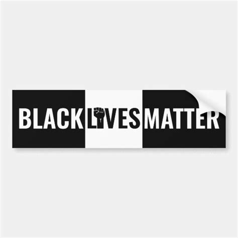 Raised Fist Bold Black And White Black Lives Matter Bumper Sticker