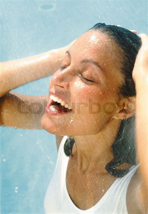 Woman Showering Stock Image Colourbox