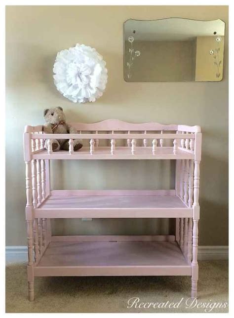 A Pink Wooden Change Table Recreated Designs Nursery Changing Table