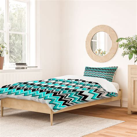 Turquoise Black White Chevron Duvet Cover Madart Inc