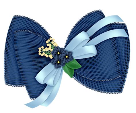 Beautiful Transparent Blue Bow With Flowers Clipart Gallery