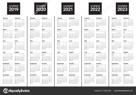 Yearly Calendar 2020 2021 2022 2023