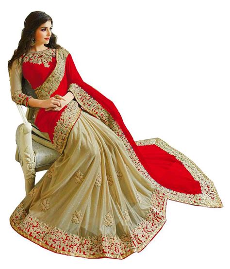 Desi Naari Red Georgette Saree Buy Desi Naari Red Georgette Saree