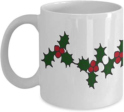 Christmas Holly White Ceramic Coffee Mug Kitchen And Dining