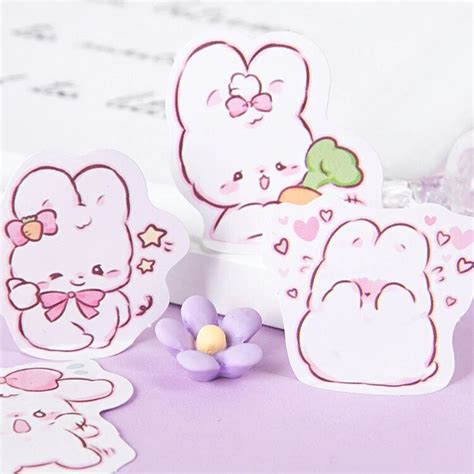 Cute Bunny Stickers Set Of 45 Etsy Uk