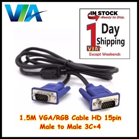 15m Vgargb Cable Hd 15pin Male To Male 3c4 Monitor Shopee Malaysia