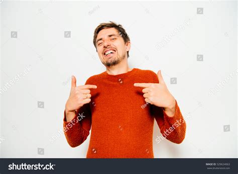 Male Hand Forefinger Pointing Himself On Stock Photo 529624063