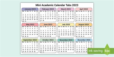 2023 Mini Academic Calendar Teacher Made Twinkl
