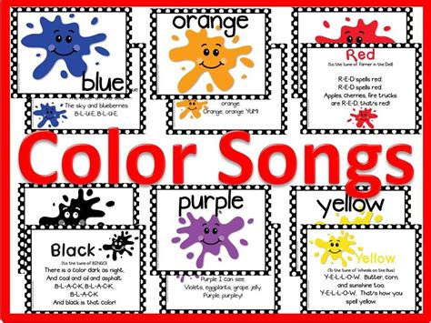 Colors Display For Classroom That Includes Songs To Help Students Spell