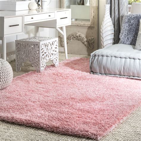 Cloudy Shag Solid Fluffy Baby Pink Rug Area Rugs Pink Area Rug Shag