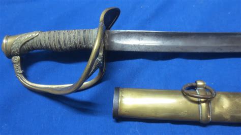 Rare Civil War Cavalry Officer M184060 Sword With Brass Scabbard