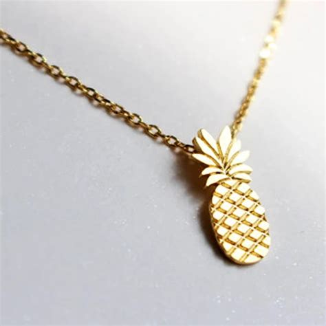 Pineapple Pendant Necklaces Gold Color Fruit Necklaces Minimalist