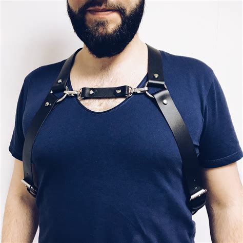 Mens Leather Harness Man Harness Chest Harness Etsy