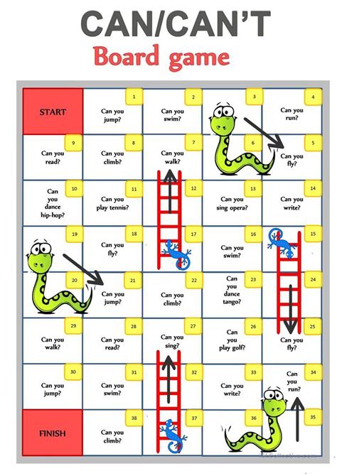 Can Can T A1 Board Game Worksheet Free Esl Printable Worksheets Made By Teachers English