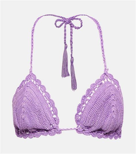 Anna Kosturova Crochet Bikini Top Purple Editorialist