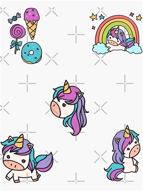 Kawaii Cute Unicorn Sticker Pack Sticker By Cathelkav Redbubble