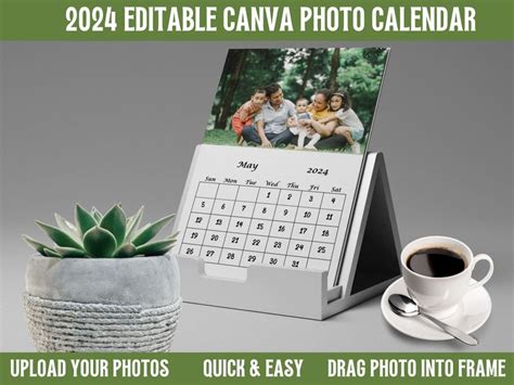 Diy Photo Calendar Template 2024 Canva Calendar Add Own Etsy
