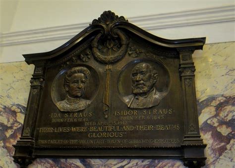 Isidor And Ida Straus Memorial Plaque At Macys In New York City Was