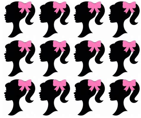 24 3inch Barbie Party Silhouette With Bow Die Cut Shapes Cut Etsy