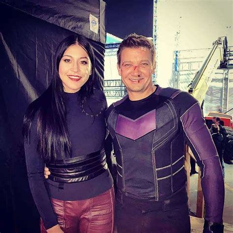 Alaqua Cox and Jeremy Renner on the set of Marvel series Hawkeye マーベル