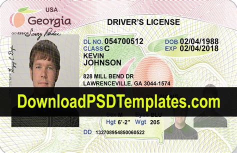 Georgia Drivers License Editable Psd Template Download
