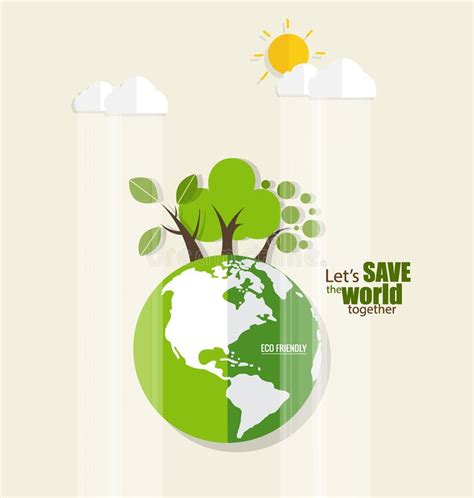 Eco Friendly Ecology Concept With Green Eco Earth And Trees Vector
