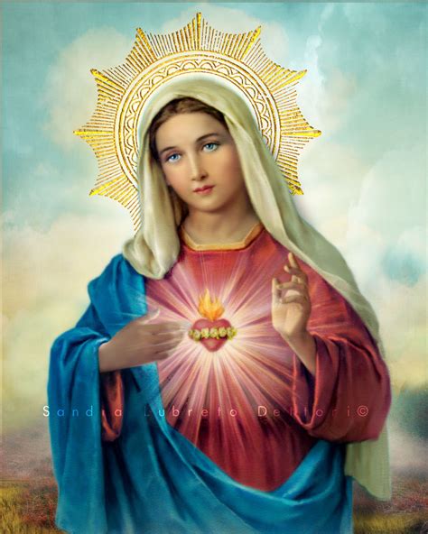 X Immaculate Heart Of Mary Virgin Mary Print X Religious Art Catholic Art Print Wall