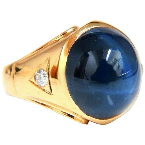 Mens Gold Blue Star Sapphire Ring For Sale On 1stdibs
