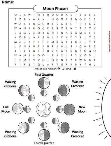 Moon Phases Word Search By Sciencespot Teaching