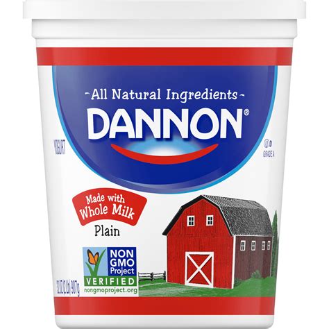 Dannon Whole Milk Non Gmo Project Verified Plain Yogurt 32 Oz