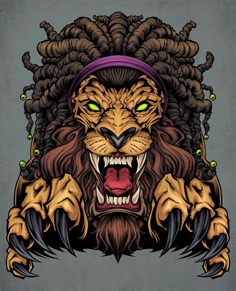 Lion With Dreadlocks Digital Art By Flyland Designs Pixels