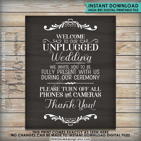Unplugged Wedding Sign Unplugged Ceremony Sign Unplugged Sign No