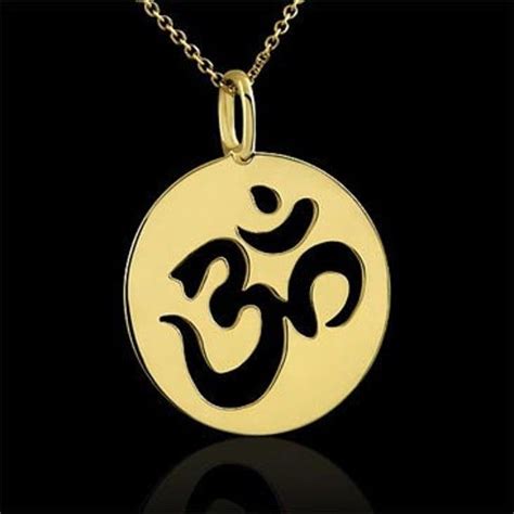Om Aum Gold Necklace Om Disc Charm Pendant Religious Symbol Necklace