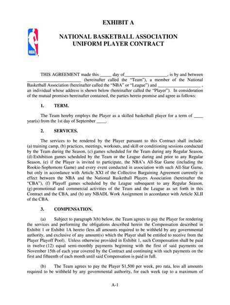 Nba Player Contract Pdf Fill Out And Sign Online Dochub