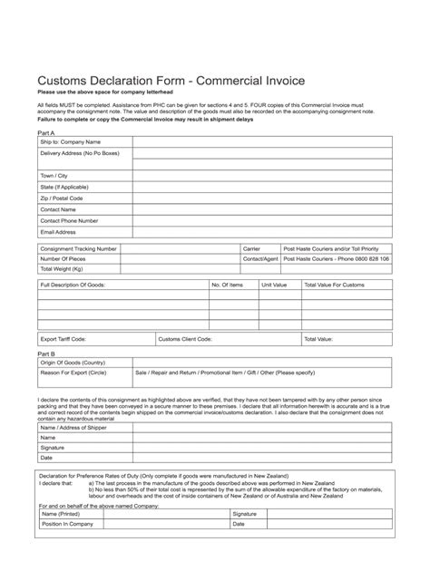 Customs Declaration Commercial Invoice Fill Out And Sign Online Dochub