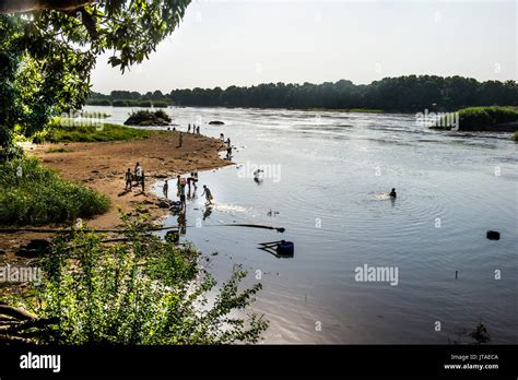 Local People Playing In The Waters Of The White Nile River Juba South
