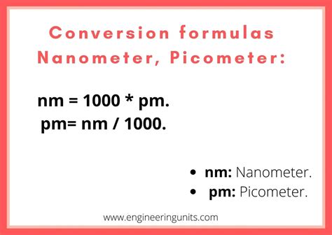 Nanometer To Picometer Conversion Nm To Pm