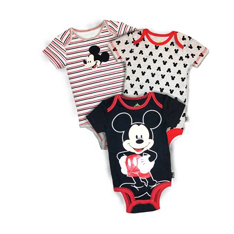 Disney Baby Mickey Mouse Infant Boys 3 Pack Bodysuits Clothing